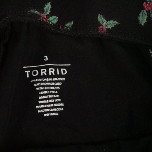 Torrid Size 3 Full Lenght Signature Waist Pokcet Legging Holly Ditsy Rich Black - Picture 5 of 11
